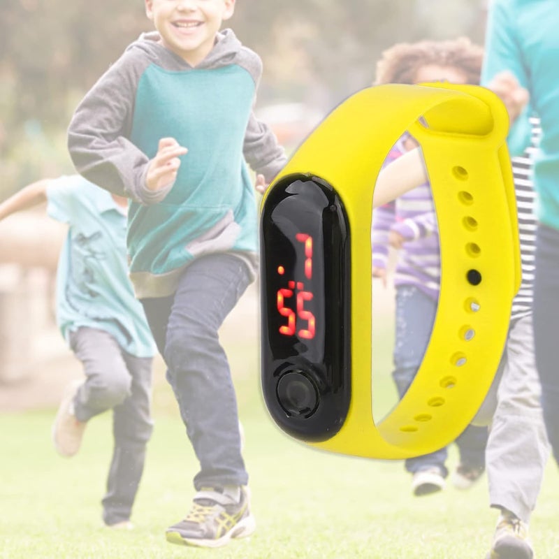woobles Mini Children Electronic Watch Red LED Simple Student Sports Electronic Watch with Silicone Watch Band(Yellow) - Image 5